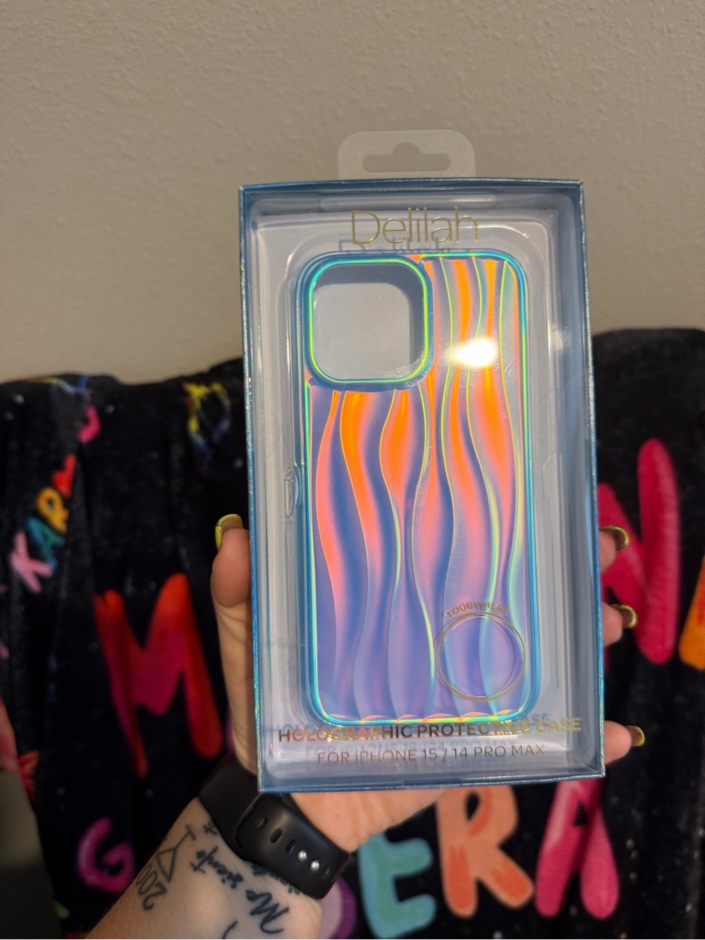 Elila Holographic Wave iPhone Case - Iridescent Purple & Orange iPhone 14/15 pro